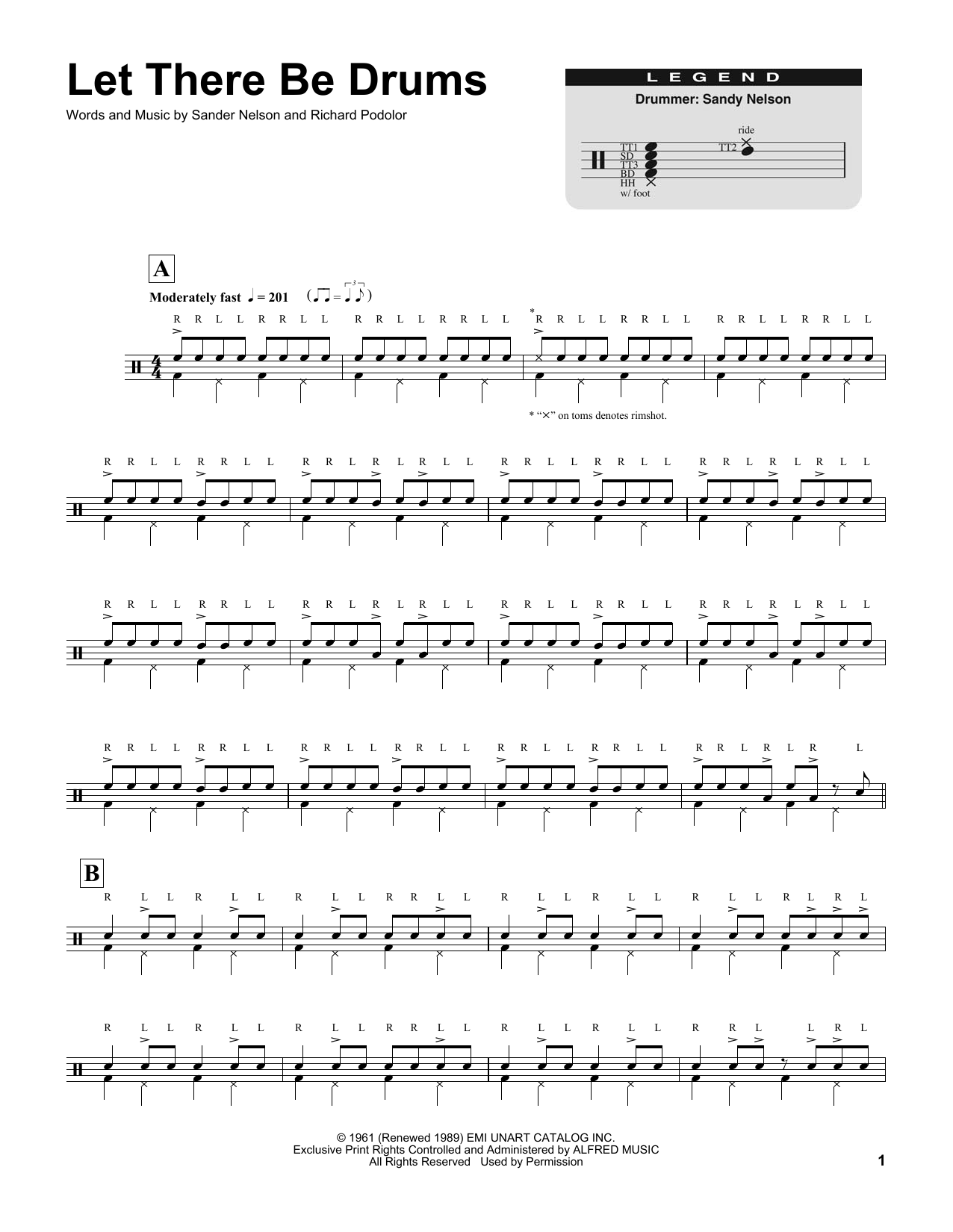 Download Sander Nelson Let There Be Drums Sheet Music and learn how to play Drums Transcription PDF digital score in minutes