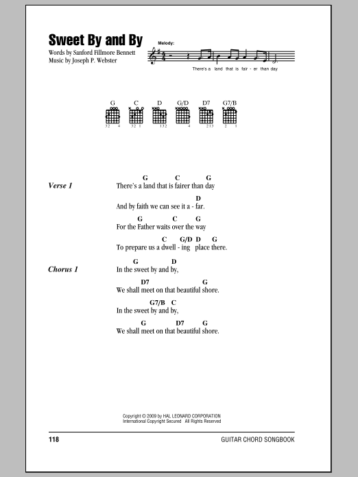Download Sanford Fillmore Bennett Sweet By And By Sheet Music and learn how to play Guitar Tab PDF digital score in minutes