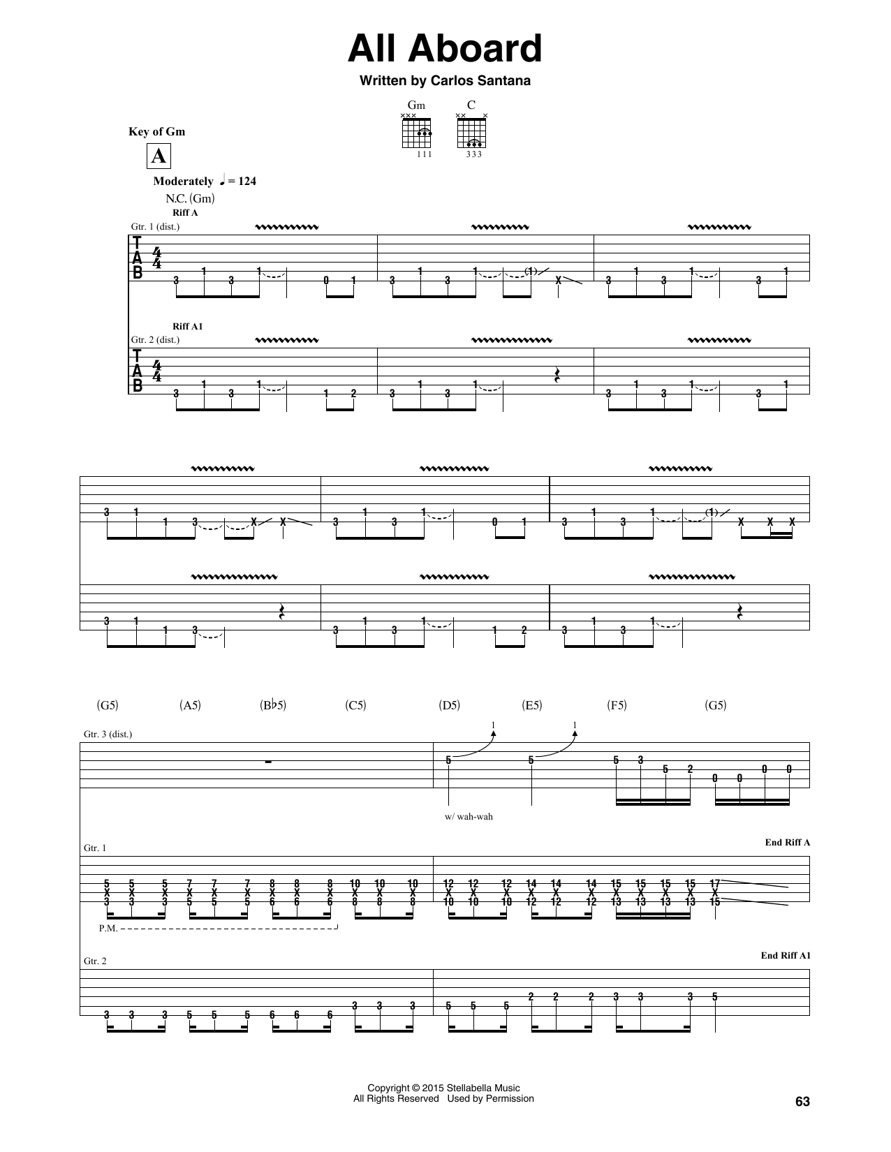 Download Santana All Aboard Sheet Music and learn how to play Guitar Tab PDF digital score in minutes