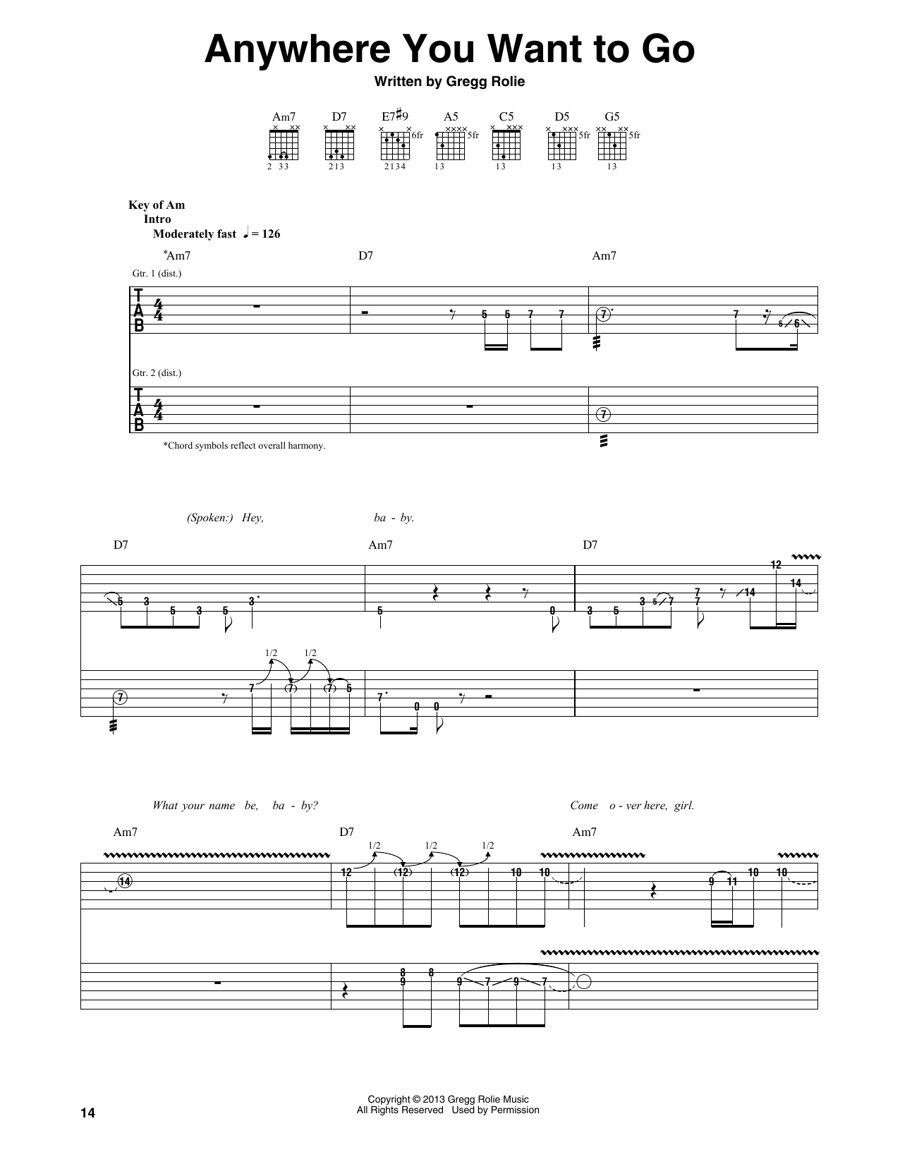 Download Santana Anywhere You Want To Go Sheet Music and learn how to play Guitar Tab PDF digital score in minutes