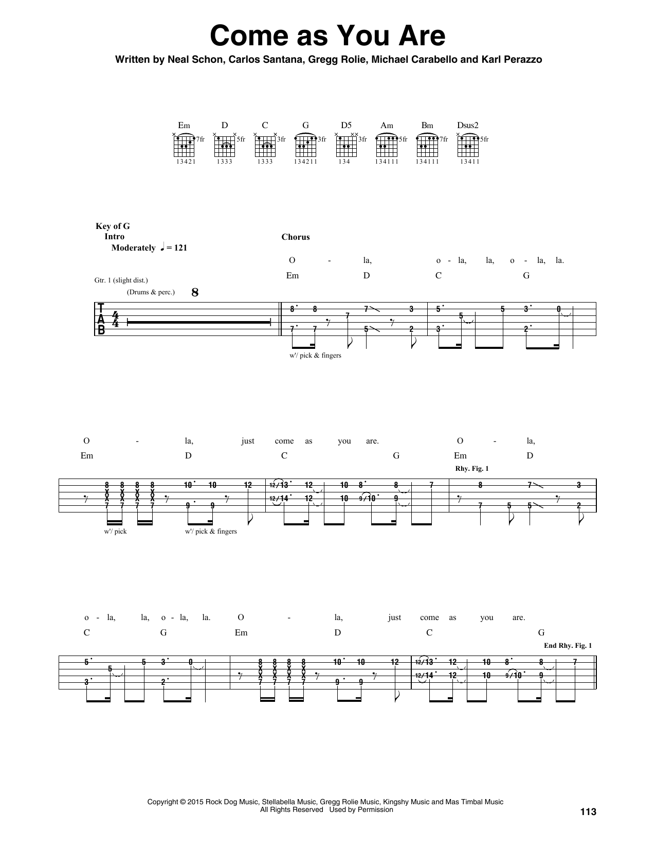 Download Santana Come As You Are Sheet Music and learn how to play Guitar Tab PDF digital score in minutes