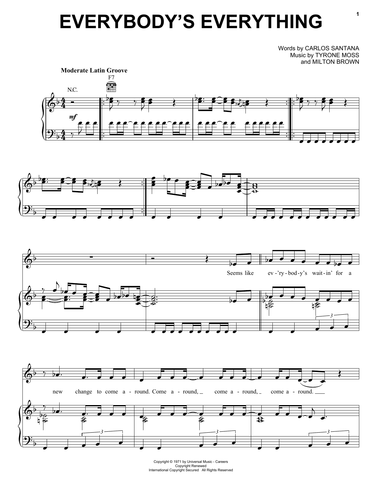Download Santana Everybody's Everything Sheet Music and learn how to play Easy Guitar Tab PDF digital score in minutes
