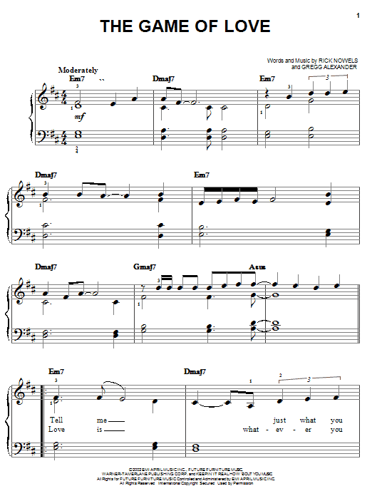 Download Santana featuring Michelle Branch The Game Of Love Sheet Music and learn how to play Voice PDF digital score in minutes