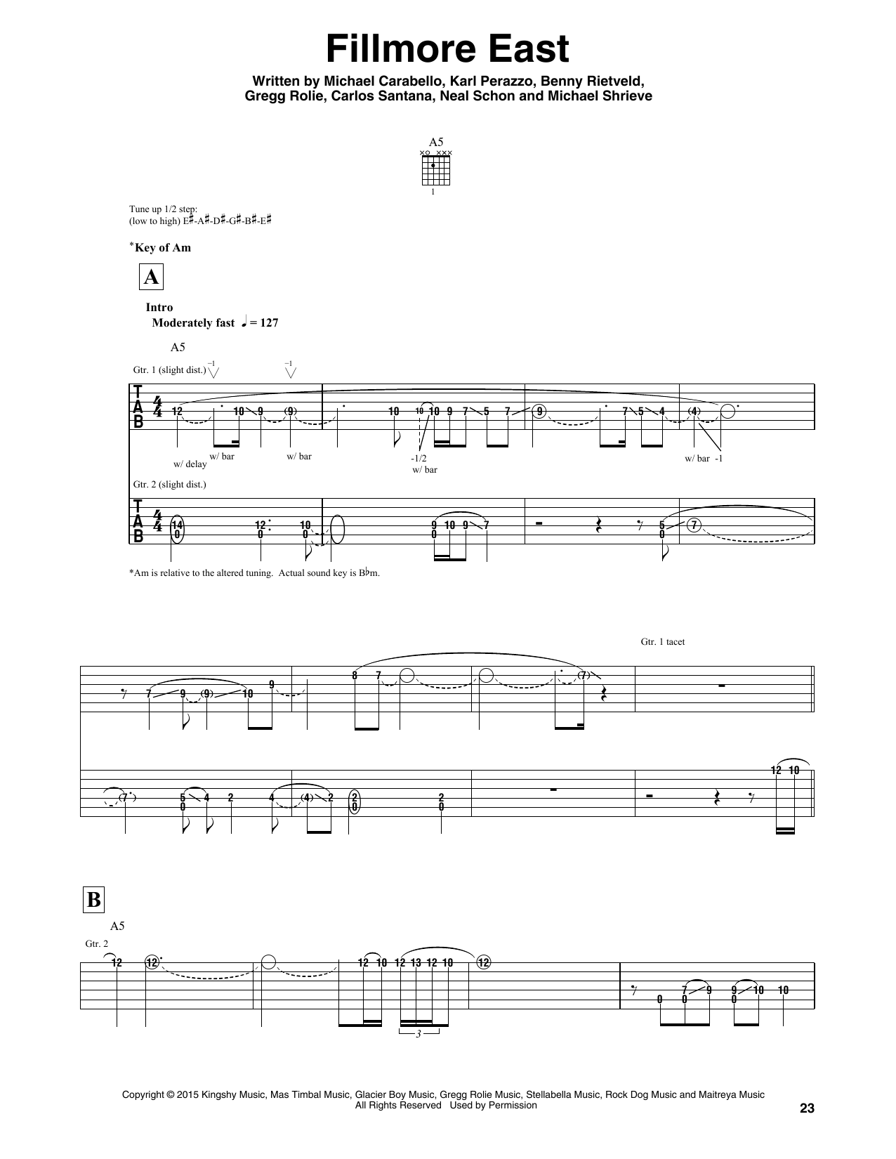 Download Santana Fillmore East Sheet Music and learn how to play Guitar Tab PDF digital score in minutes
