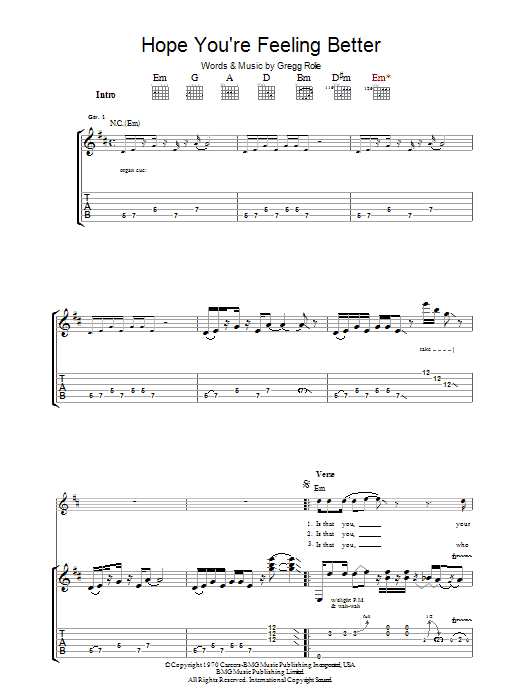 Download Santana Hope You're Feeling Better Sheet Music and learn how to play Piano, Vocal & Guitar Chords (Right-Hand Melody) PDF digital score in minutes