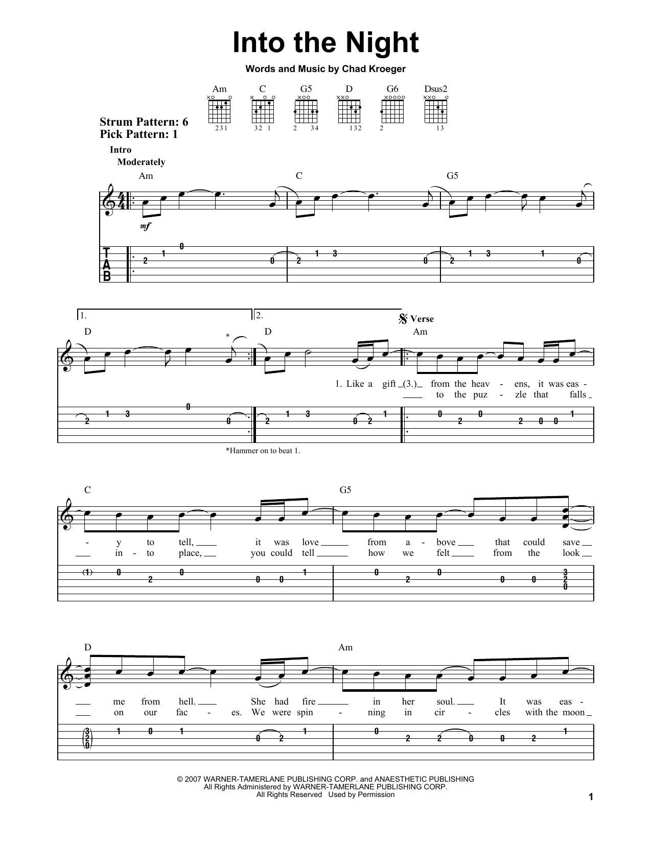 Download Santana Into The Night Sheet Music and learn how to play Easy Guitar Tab PDF digital score in minutes