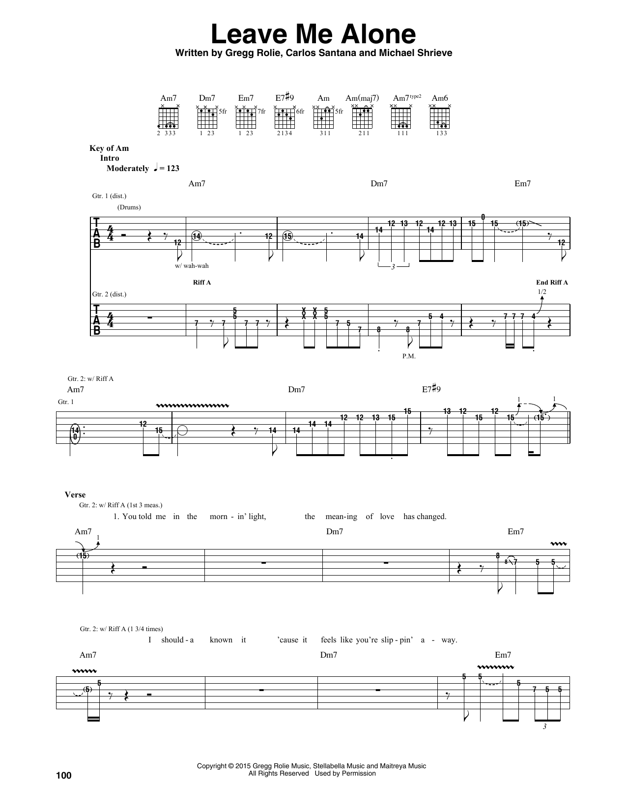 Download Santana Leave Me Alone Sheet Music and learn how to play Guitar Tab PDF digital score in minutes