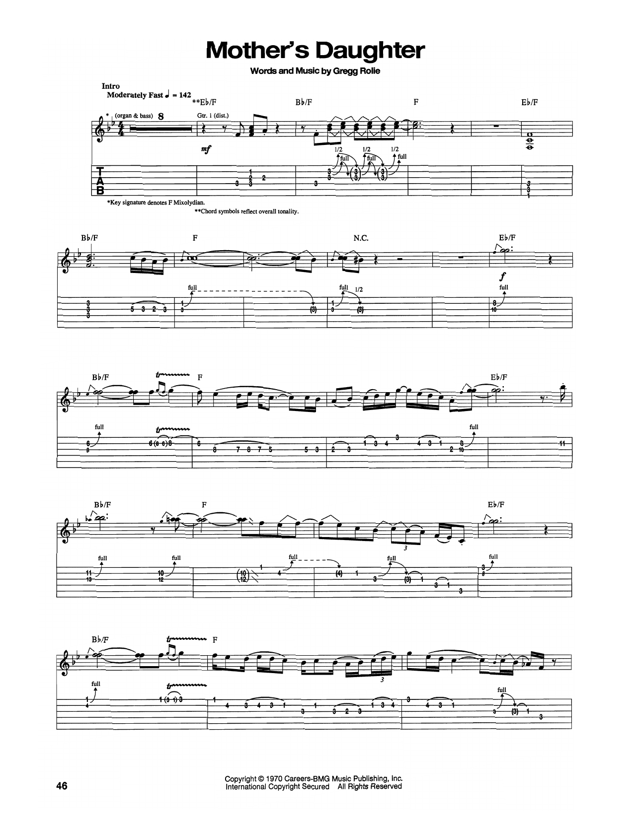 Download Santana Mother's Daughter Sheet Music and learn how to play Guitar Tab PDF digital score in minutes