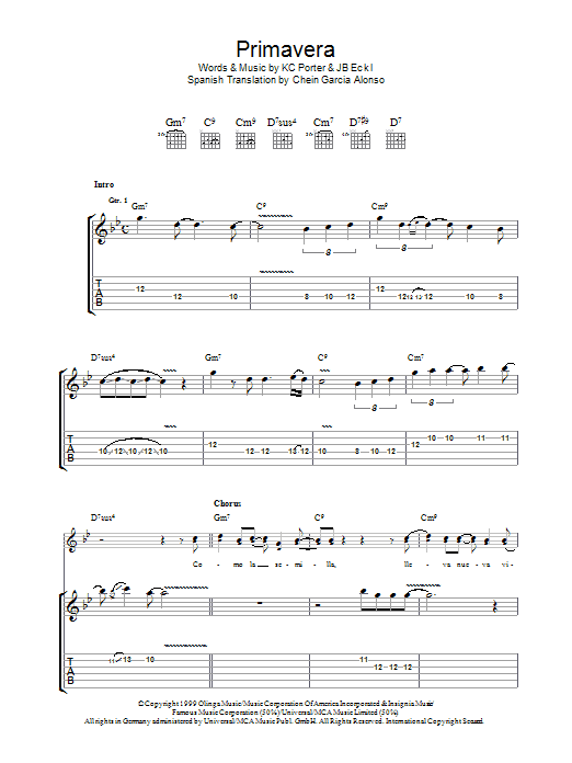 Download Santana Primavera Sheet Music and learn how to play Guitar Tab PDF digital score in minutes