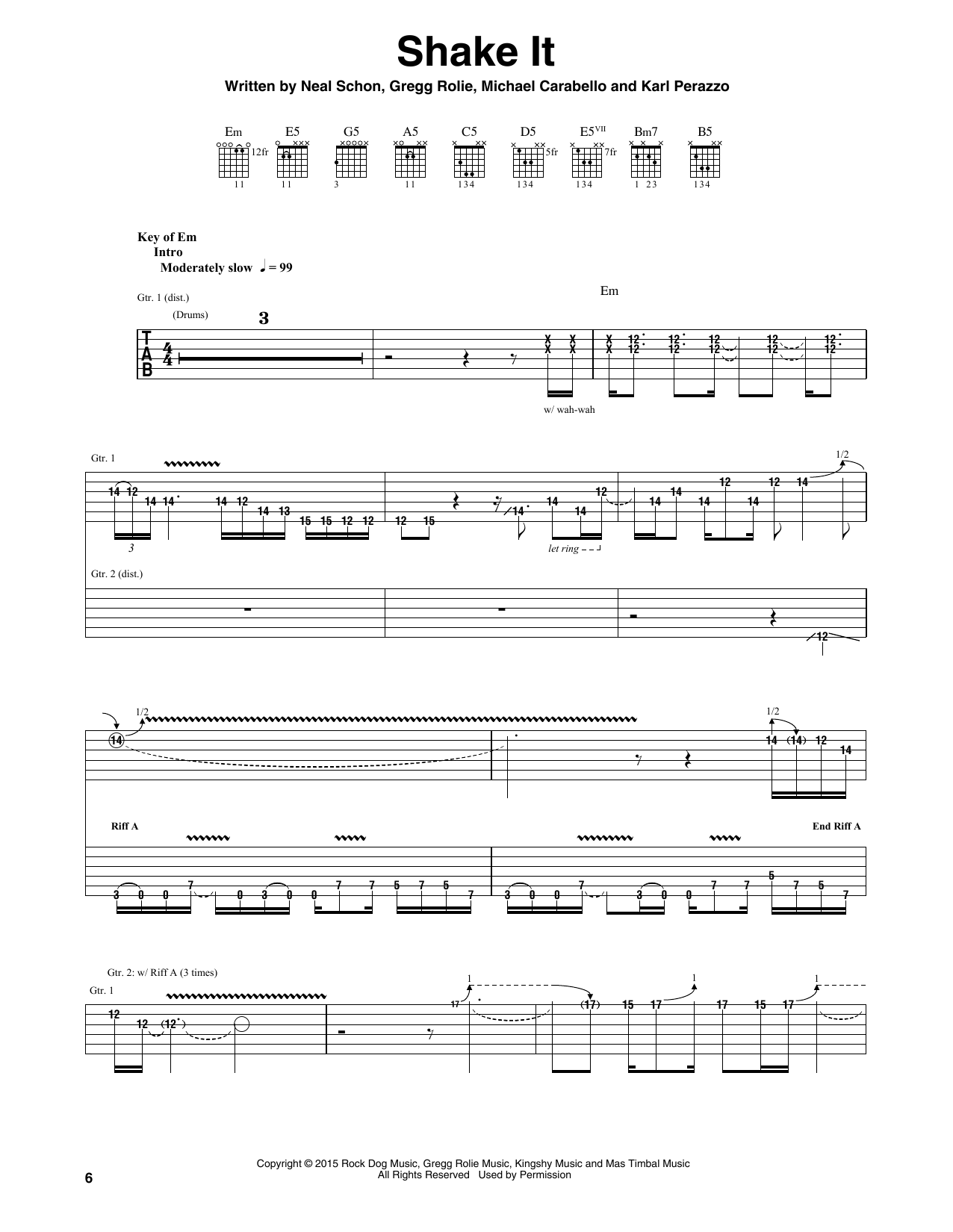 Download Santana Shake It Sheet Music and learn how to play Guitar Tab PDF digital score in minutes