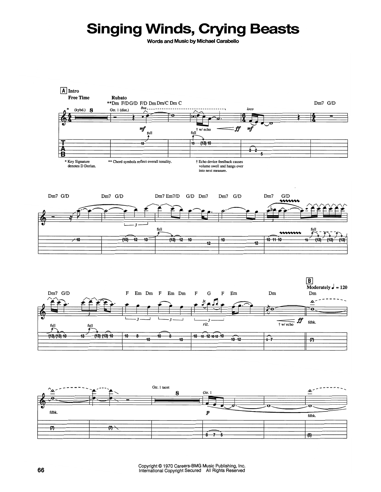 Download Santana Singing Winds, Crying Beasts Sheet Music and learn how to play Guitar Tab PDF digital score in minutes