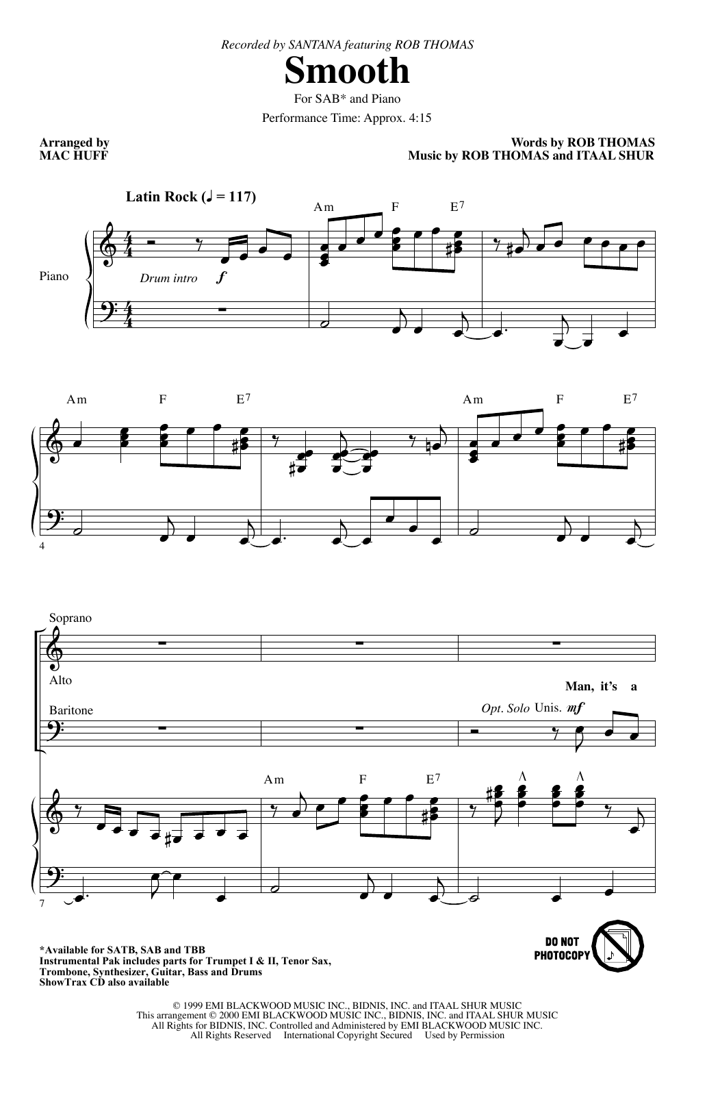 Download Santana Smooth (arr. Mac Huff) Sheet Music and learn how to play SATB Choir PDF digital score in minutes