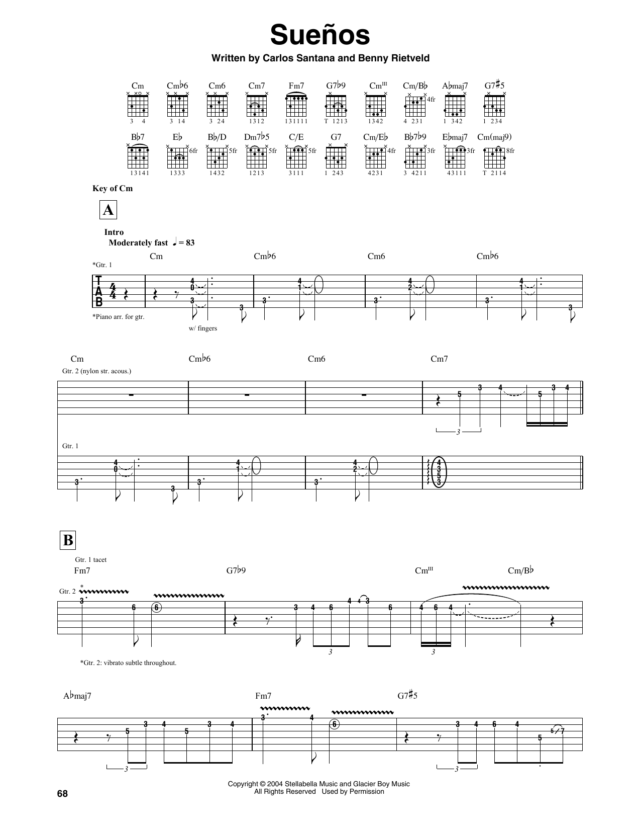 Download Santana Suenos Sheet Music and learn how to play Guitar Tab PDF digital score in minutes