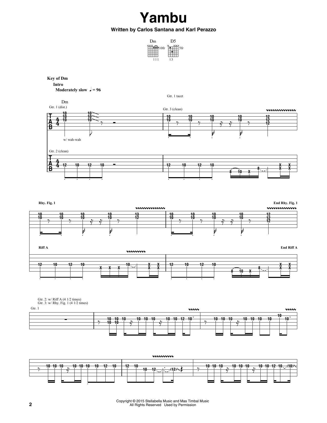 Download Santana Yambu Sheet Music and learn how to play Guitar Tab PDF digital score in minutes