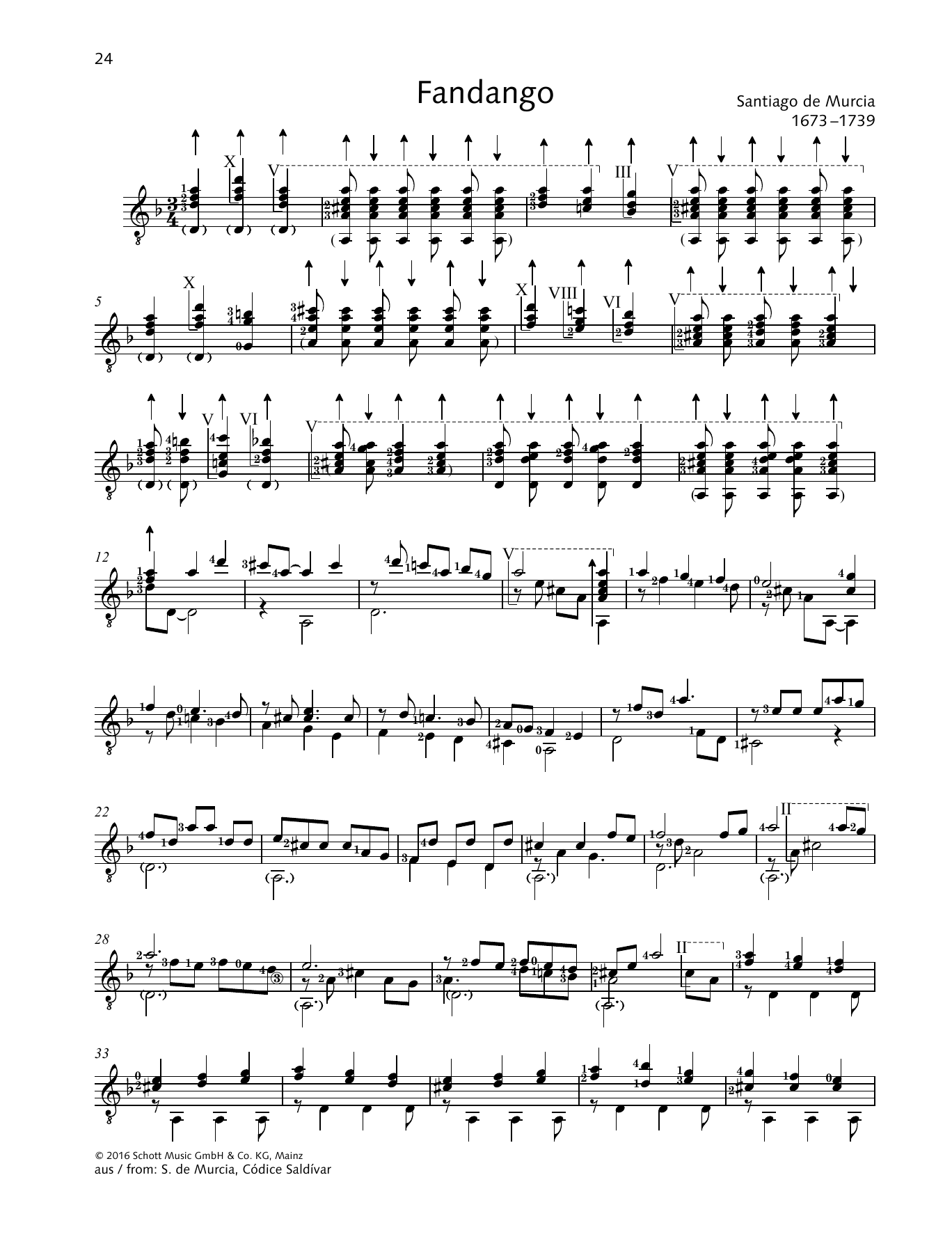 Download Santiago de Murcia Fandango Sheet Music and learn how to play Solo Guitar PDF digital score in minutes