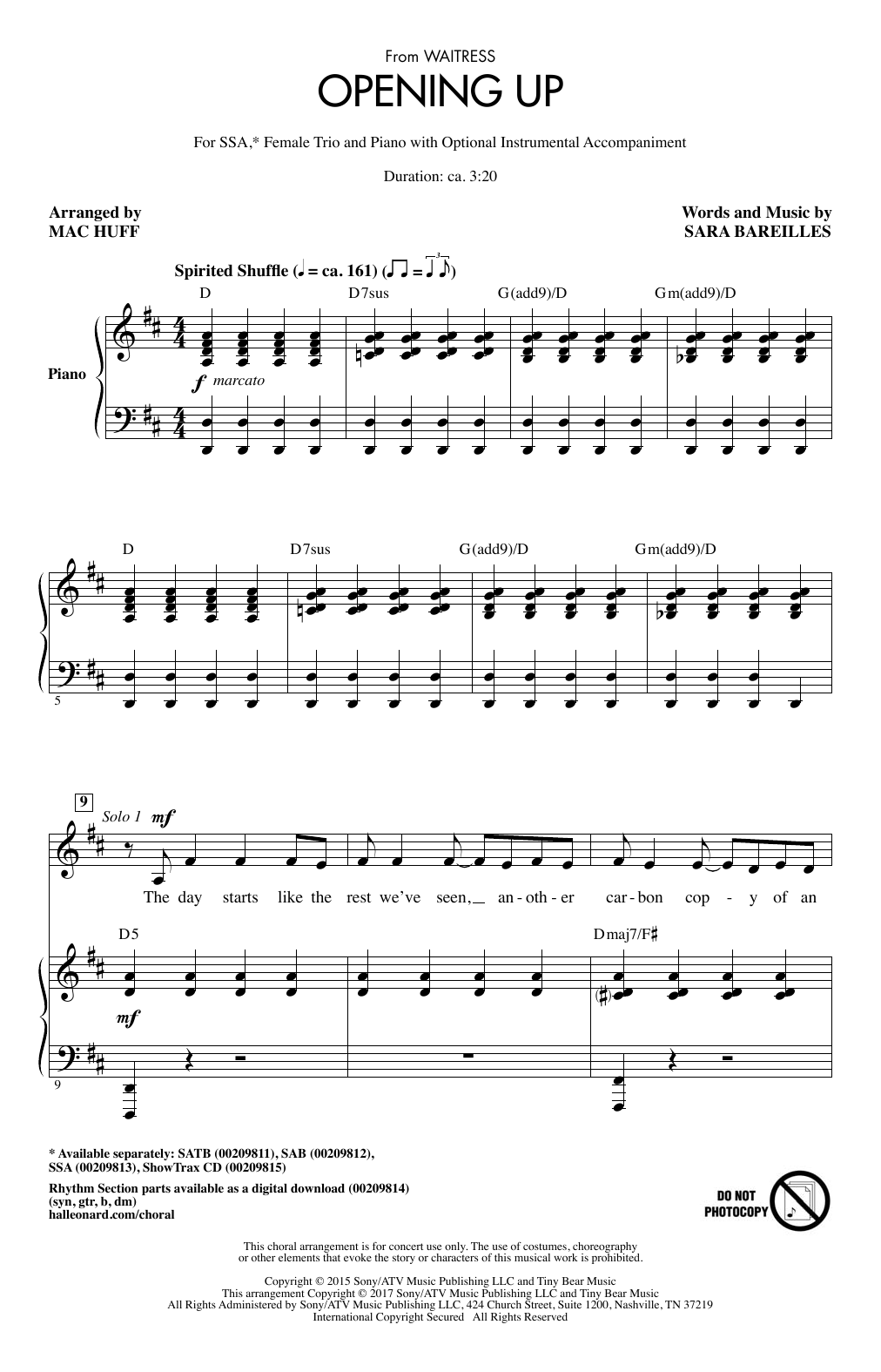 Download Mac Huff Opening Up Sheet Music and learn how to play SSA PDF digital score in minutes