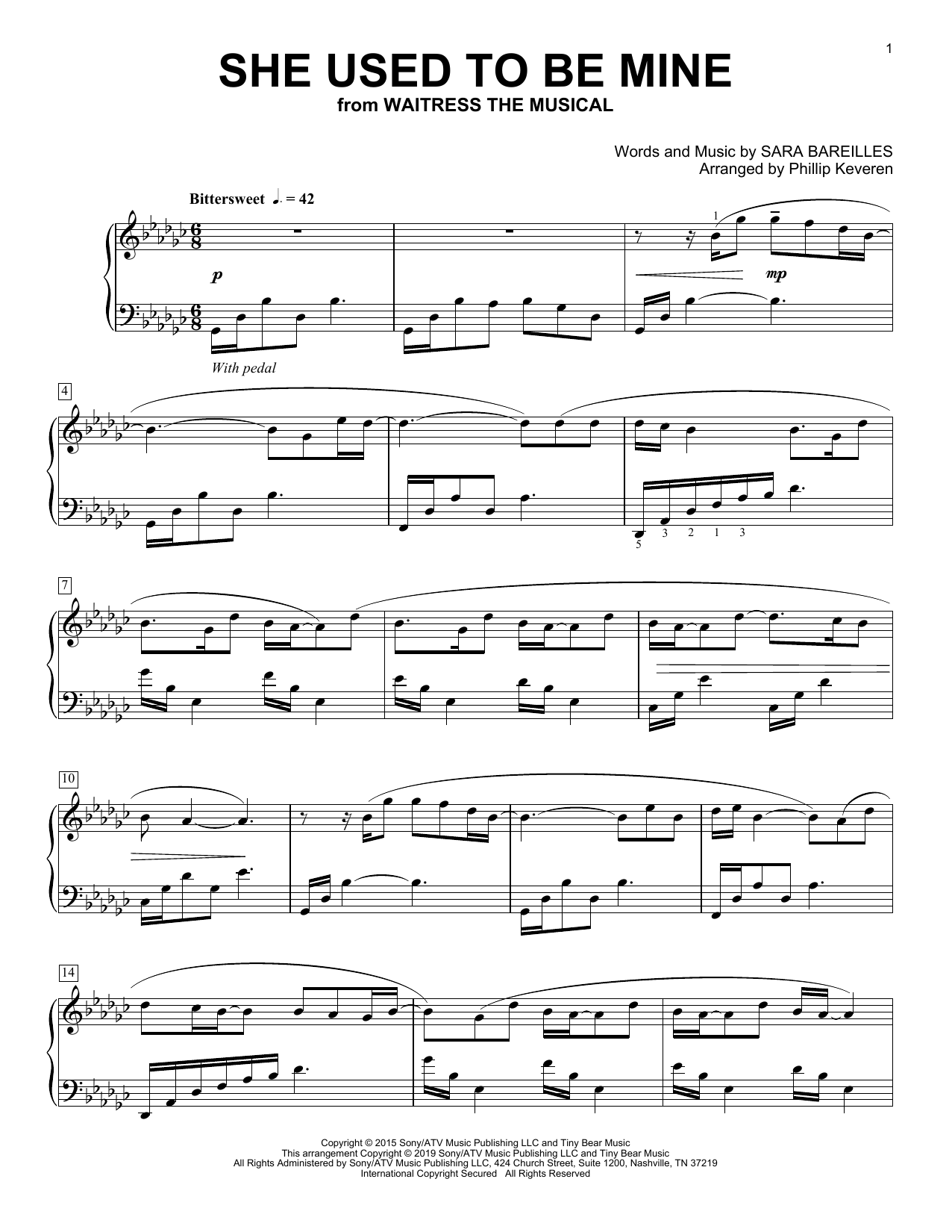 Download Sara Bareilles She Used To Be Mine [Classical version] (from Waitress) (arr. Phillip Keveren) Sheet Music and learn how to play Piano Solo PDF digital score in minutes