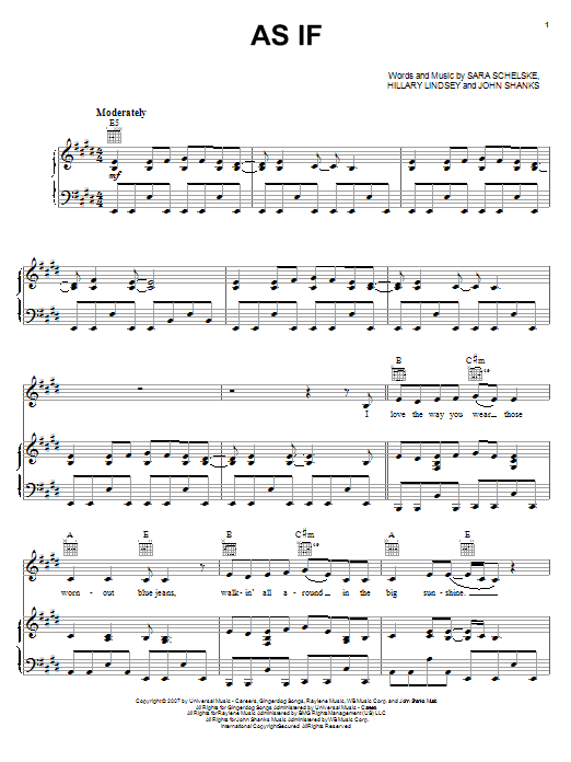 Download Sara Evans As If Sheet Music and learn how to play Piano, Vocal & Guitar (Right-Hand Melody) PDF digital score in minutes