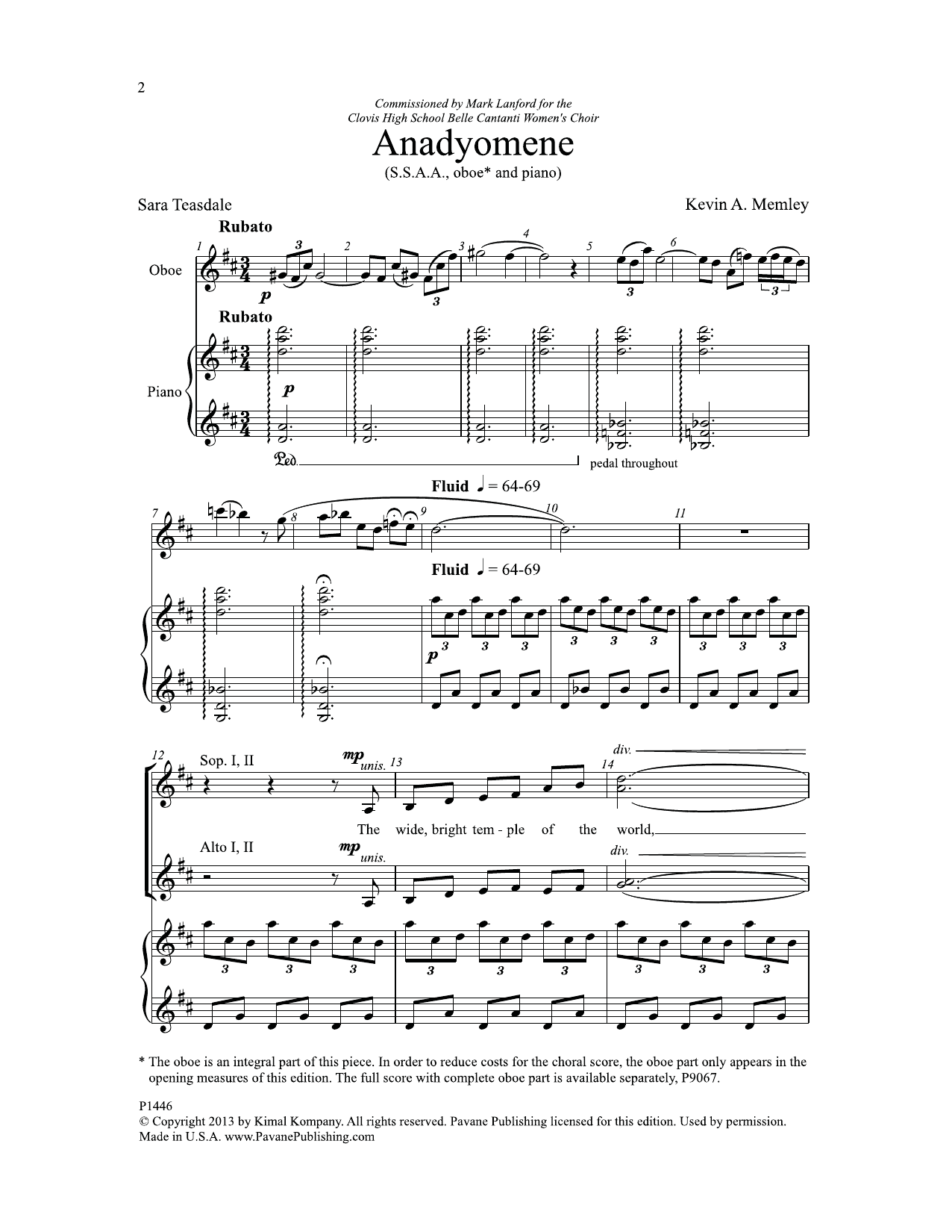 Download Sara Teasdale Anadyomene (of Supplication) Sheet Music and learn how to play SSAA Choir PDF digital score in minutes