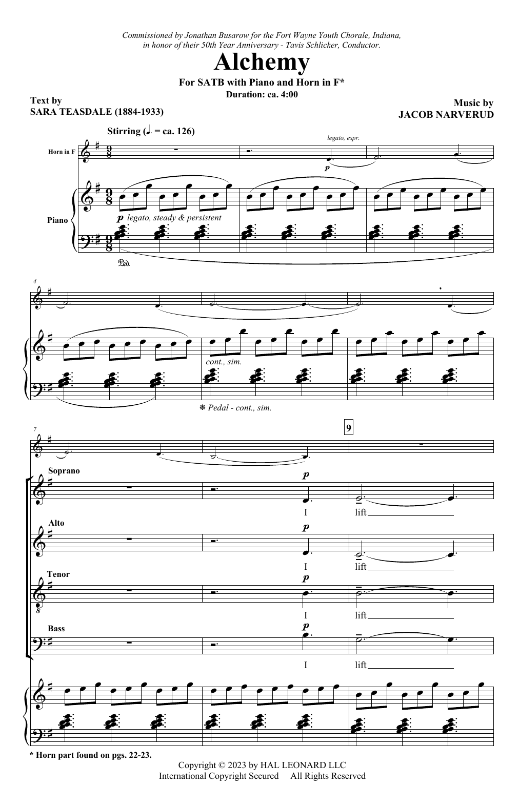 Download Sara Teasdale and Jacob Narverud Alchemy Sheet Music and learn how to play SATB Choir PDF digital score in minutes