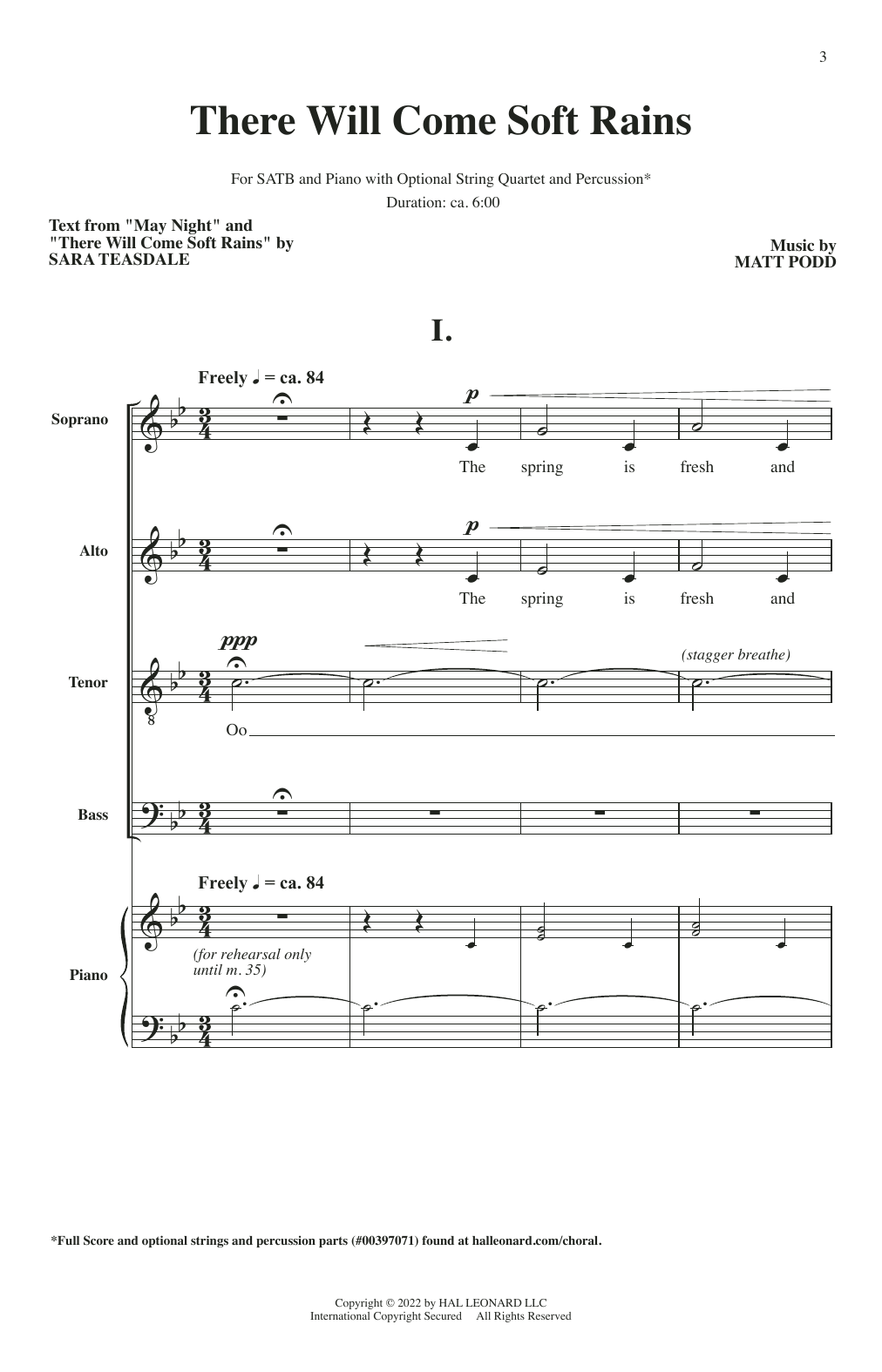 Download Sara Teasdale and Matt Podd There Will Come Soft Rains Sheet Music and learn how to play SATB Choir PDF digital score in minutes