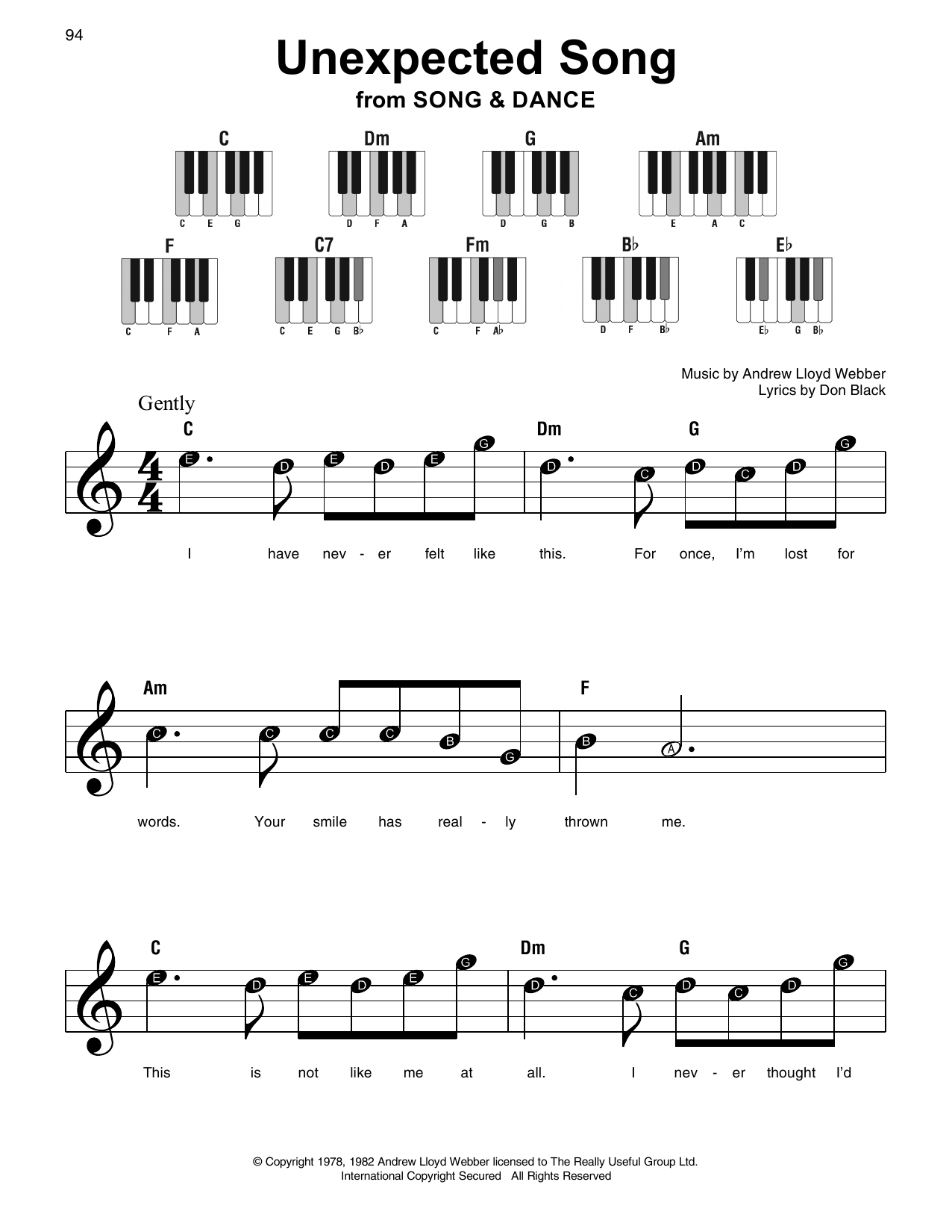 Download Sarah Brightman Unexpected Song (from Song & Dance) Sheet Music and learn how to play Super Easy Piano PDF digital score in minutes