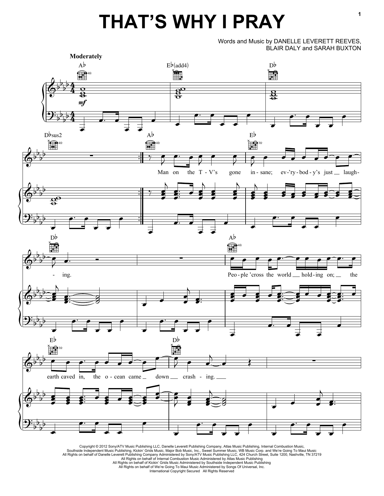 Download Sarah Buxton That's Why I Pray Sheet Music and learn how to play Piano, Vocal & Guitar (Right-Hand Melody) PDF digital score in minutes