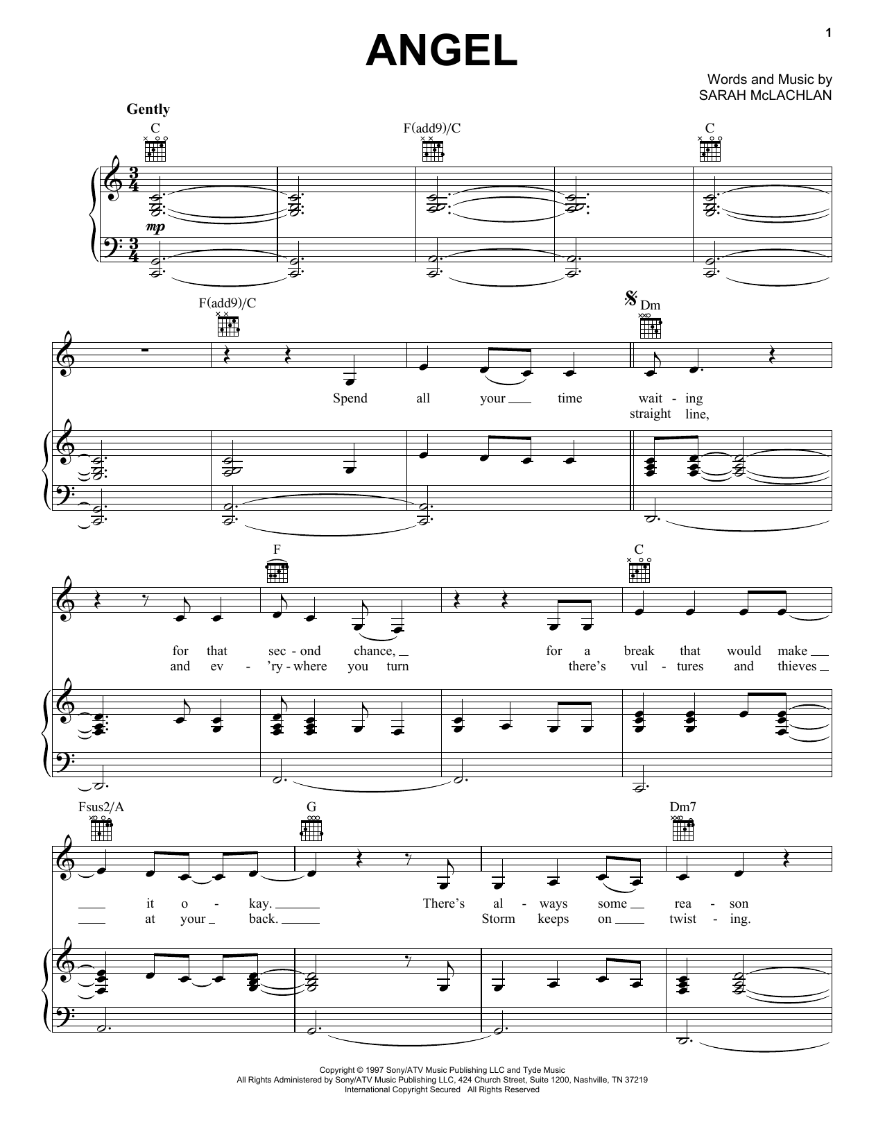 Download Sarah McLachlan Angel Sheet Music and learn how to play Piano Duet PDF digital score in minutes