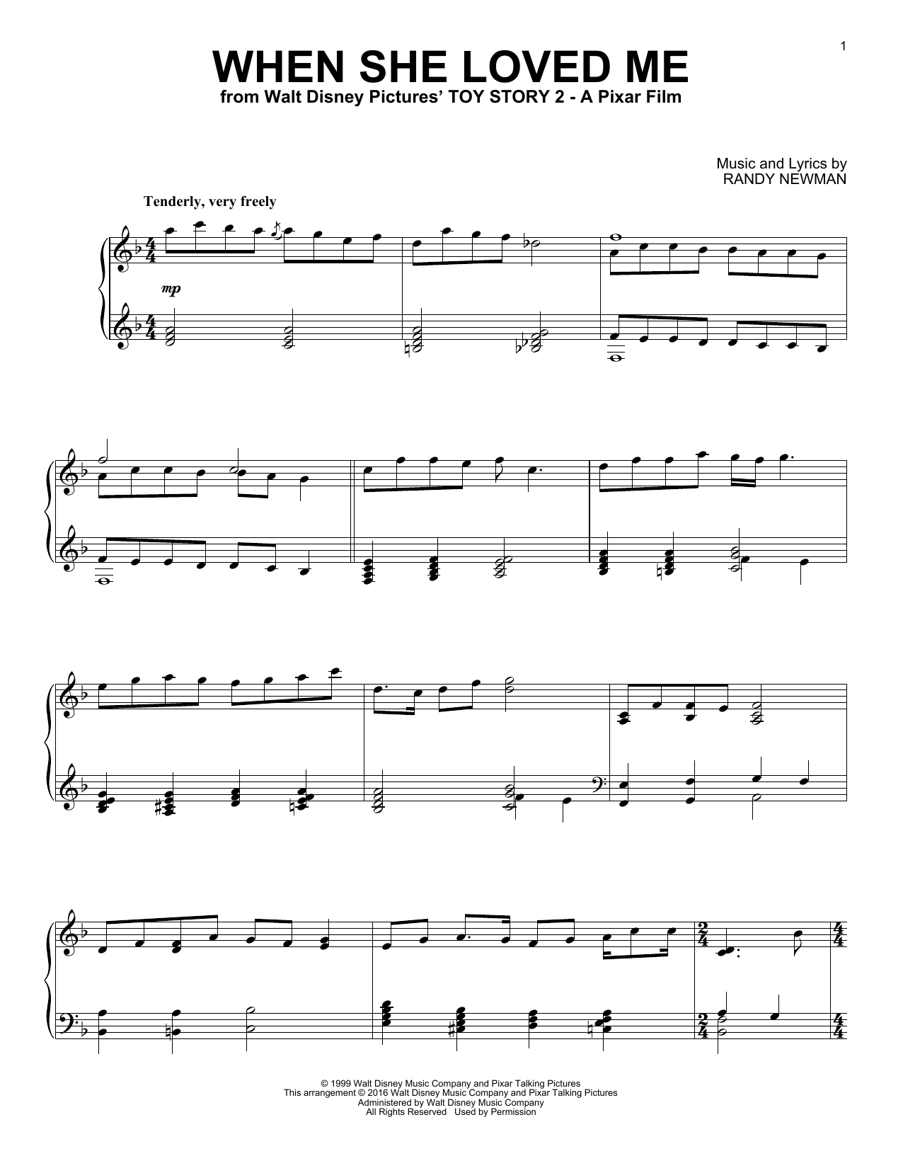 Download Sarah McLachlan When She Loved Me Sheet Music and learn how to play Piano PDF digital score in minutes