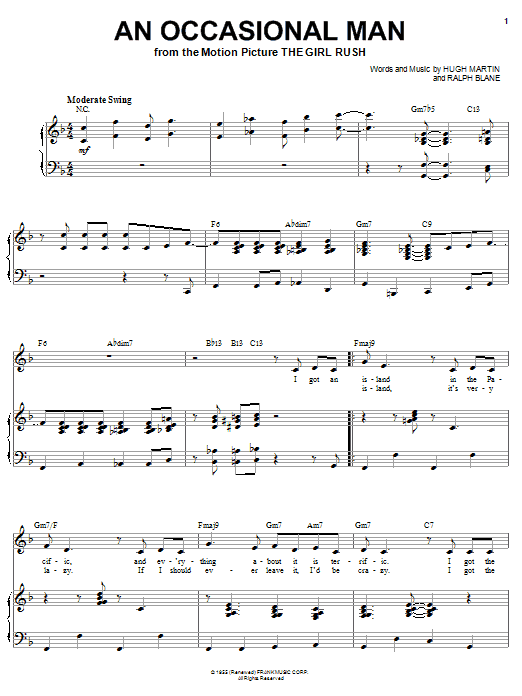 Download Sarah Vaughan An Occasional Man Sheet Music and learn how to play Piano, Vocal & Guitar (Right-Hand Melody) PDF digital score in minutes