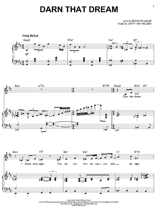 Download Sarah Vaughan Darn That Dream Sheet Music and learn how to play Piano, Vocal & Guitar (Right-Hand Melody) PDF digital score in minutes