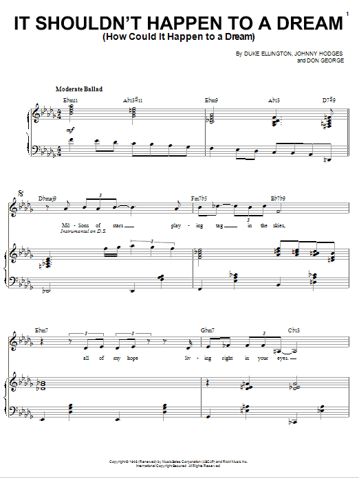 Download Sarah Vaughan It Shouldn't Happen To A Dream (How Could It Happen To A Dream) Sheet Music and learn how to play Piano, Vocal & Guitar (Right-Hand Melody) PDF digital score in minutes