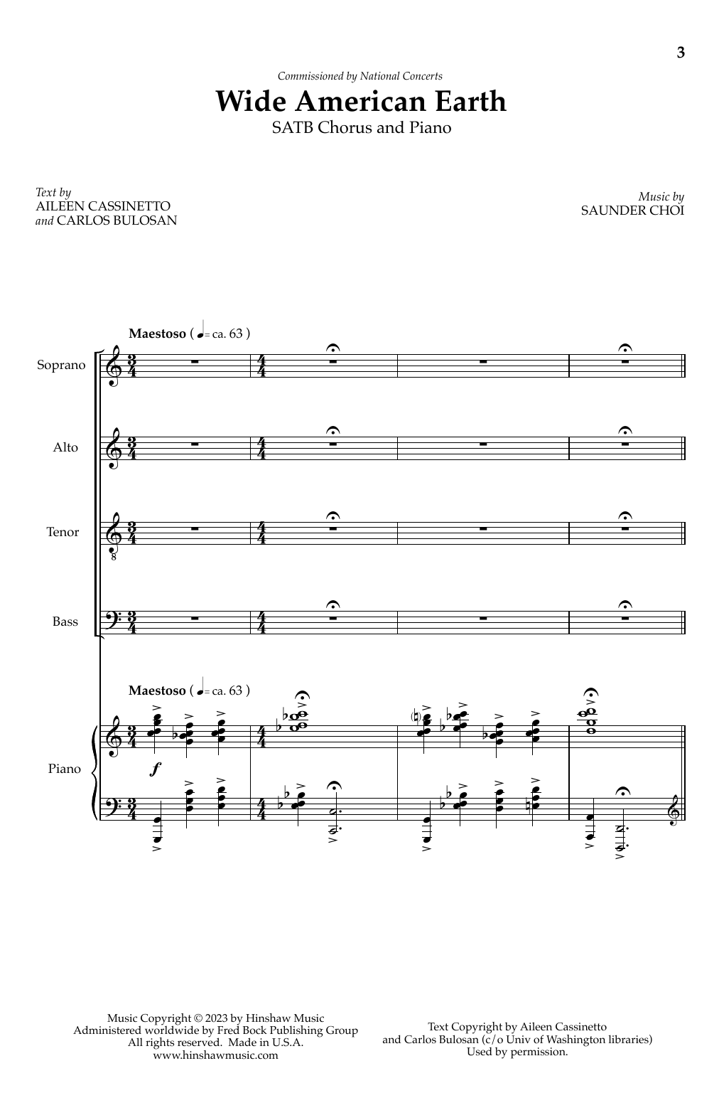 Download Saunder Choi Wide American Earth Sheet Music and learn how to play SATB Choir PDF digital score in minutes