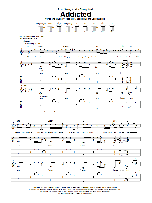 Download Saving Abel Addicted Sheet Music and learn how to play Guitar Tab PDF digital score in minutes