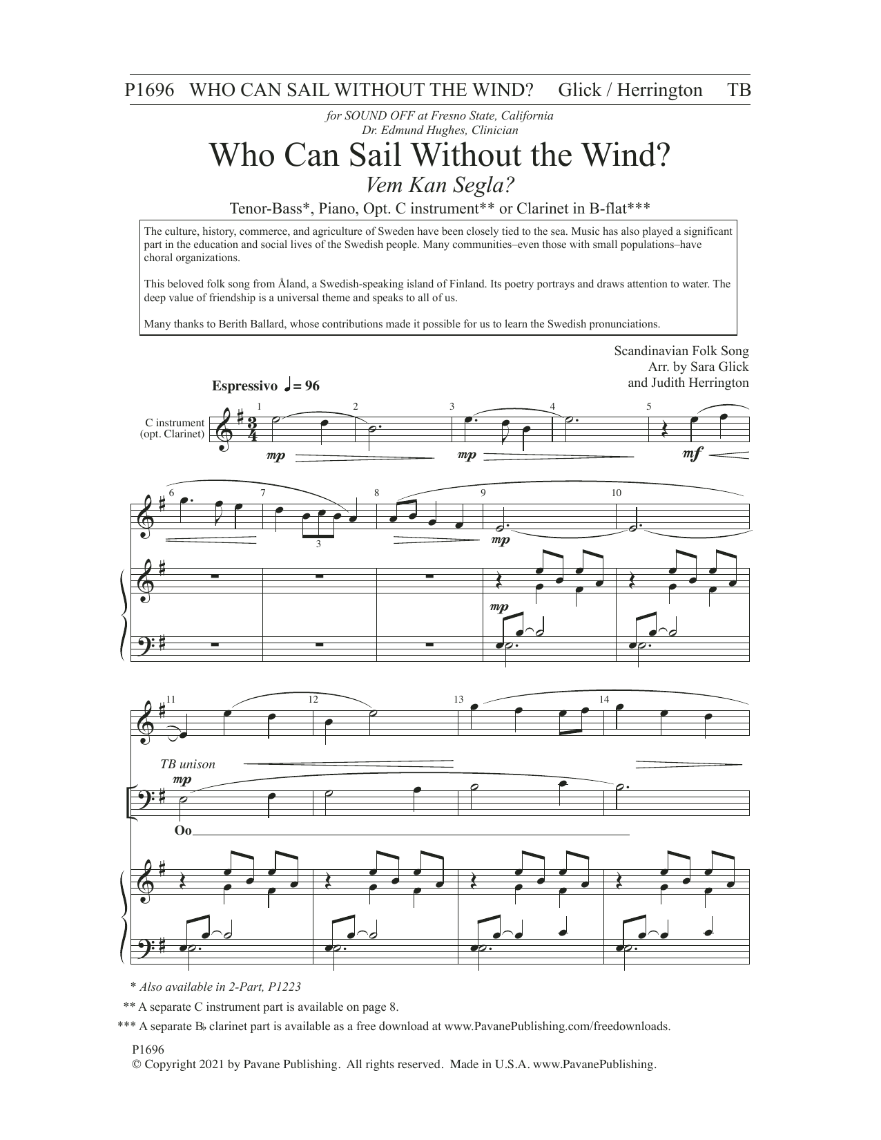 Download Scandinavian Folk Song Who Can Sail Without the Wind? (arr. Sara Glick and Judith Herrington) Sheet Music and learn how to play SATB Choir PDF digital score in minutes