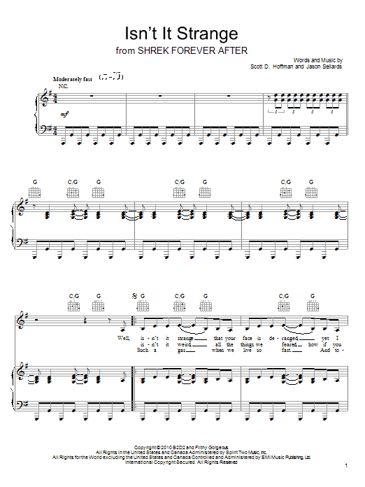 Download Scissor Sisters Isn't It Strange Sheet Music and learn how to play Piano, Vocal & Guitar (Right-Hand Melody) PDF digital score in minutes