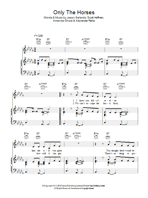 Download Scissor Sisters Only The Horses Sheet Music and learn how to play Piano, Vocal & Guitar (Right-Hand Melody) PDF digital score in minutes