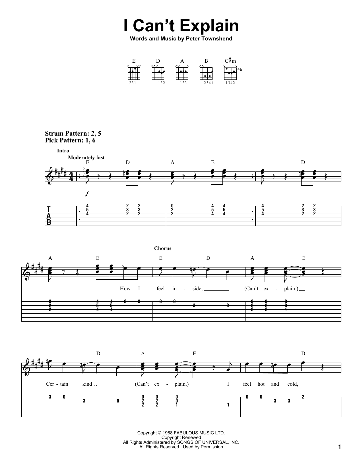 Download Scorpions I Can't Explain Sheet Music and learn how to play Easy Guitar Tab PDF digital score in minutes