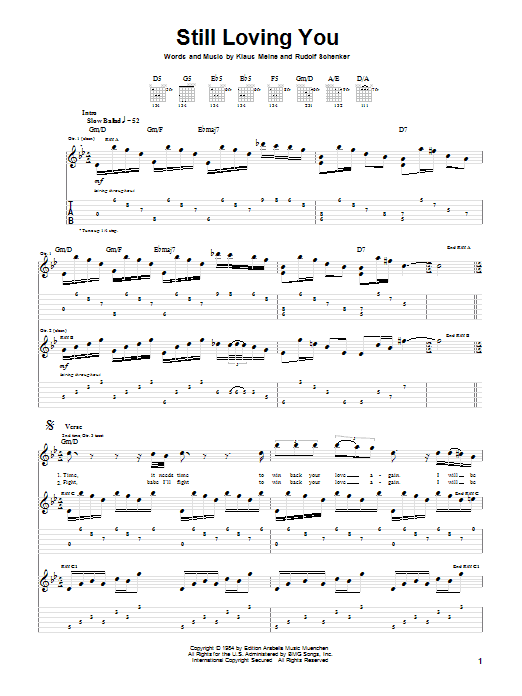 Download Scorpions Still Loving You Sheet Music and learn how to play Guitar Tab PDF digital score in minutes