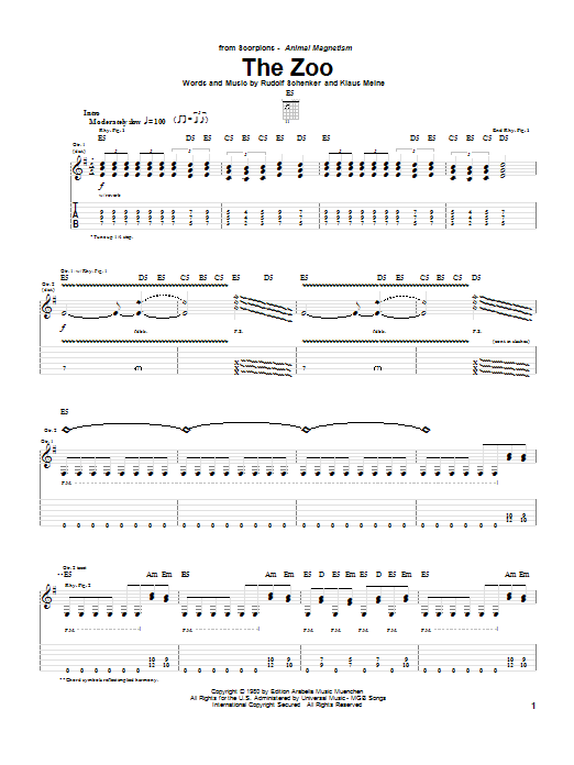 Download Scorpions The Zoo Sheet Music and learn how to play Guitar Tab PDF digital score in minutes