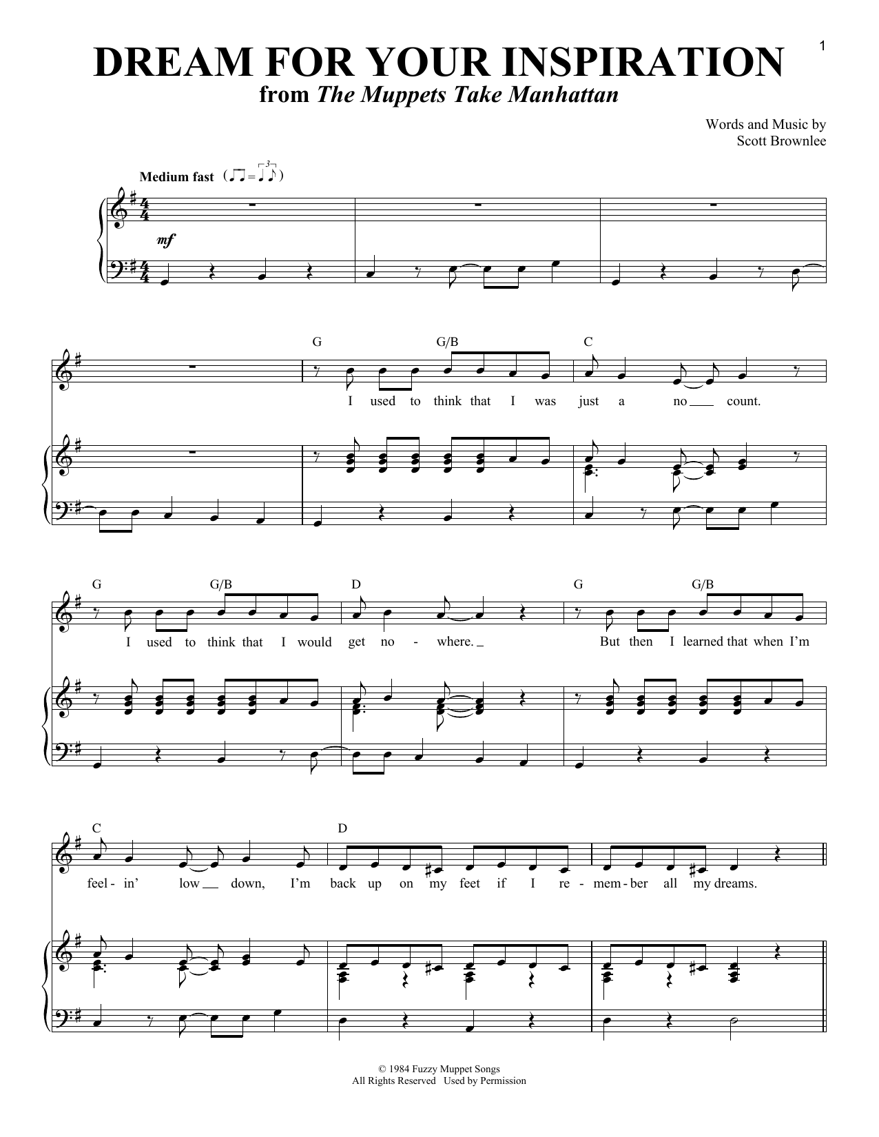 Download Scott Brownlee Dream For Your Inspiration Sheet Music and learn how to play Piano & Vocal PDF digital score in minutes