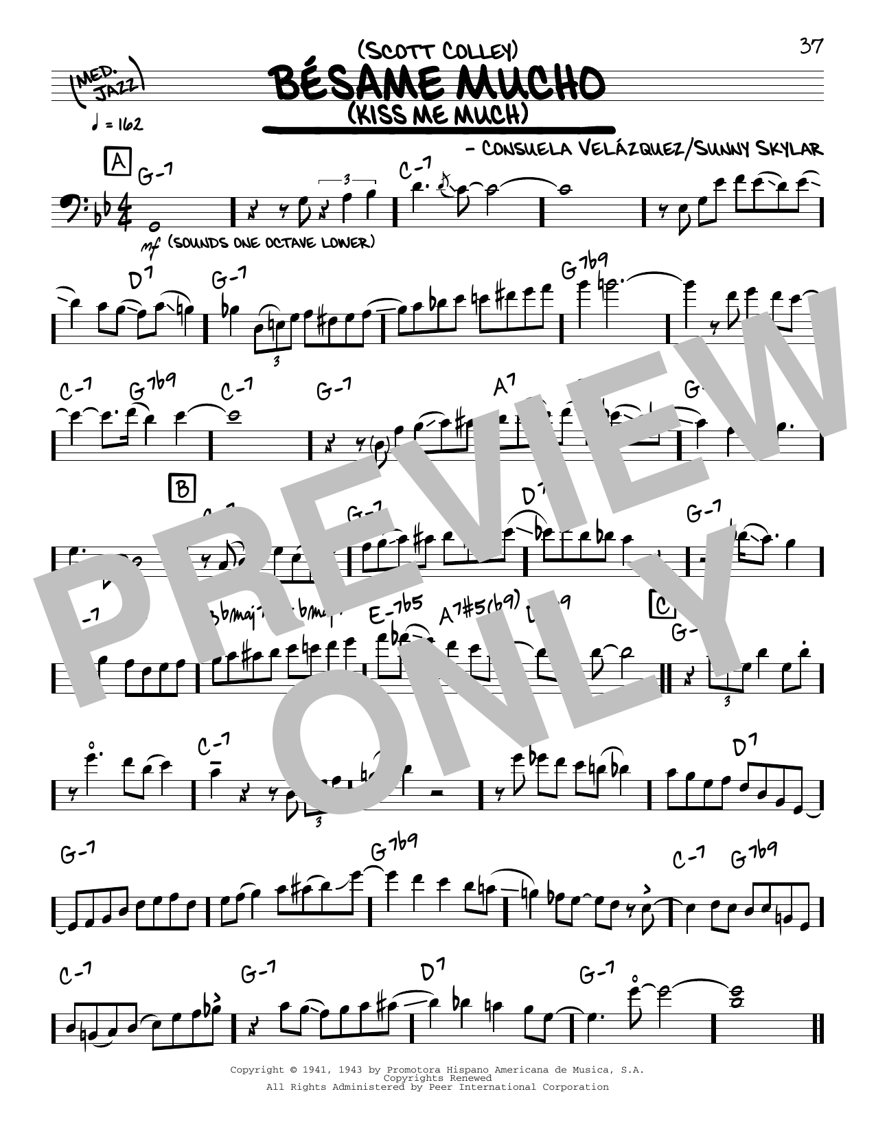 Download Scott Colley Bésame Mucho (Kiss Me Much) (solo only) Sheet Music and learn how to play Real Book – Melody & Chords PDF digital score in minutes