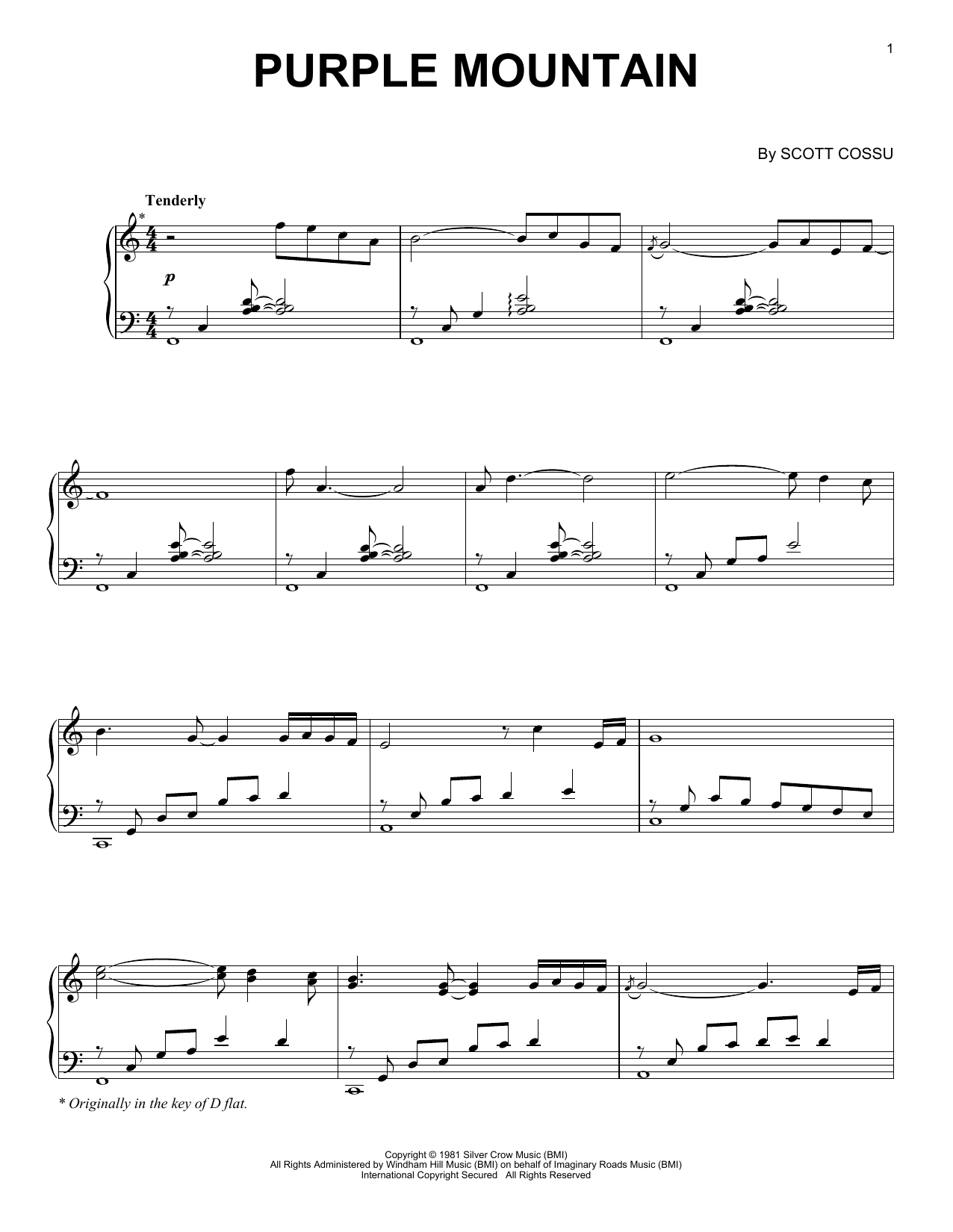 Download Scott Cossu Purple Mountain Sheet Music and learn how to play Piano Solo PDF digital score in minutes