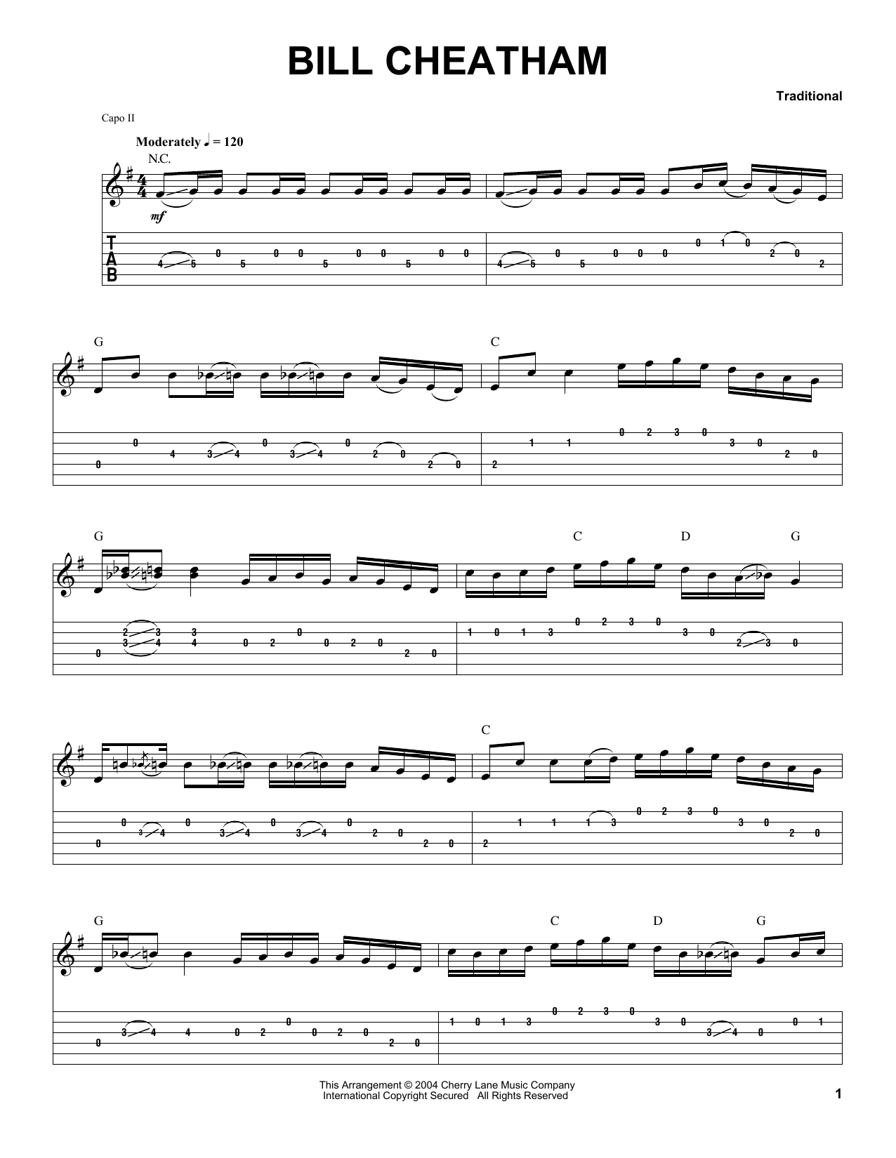 Download Scott Fore Bill Cheatham Sheet Music and learn how to play Guitar Tab PDF digital score in minutes