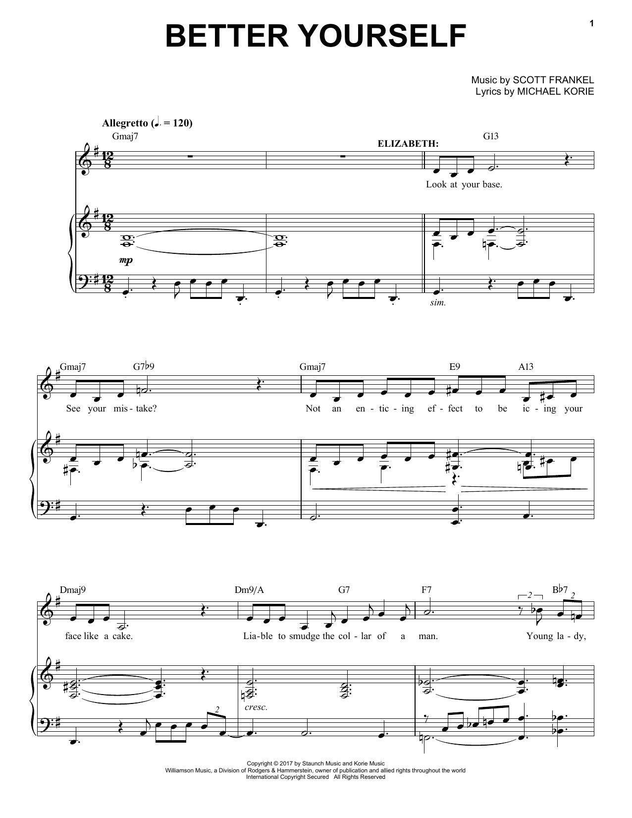 Download Scott Frankel & Michael Korie Better Yourself Sheet Music and learn how to play Piano & Vocal PDF digital score in minutes