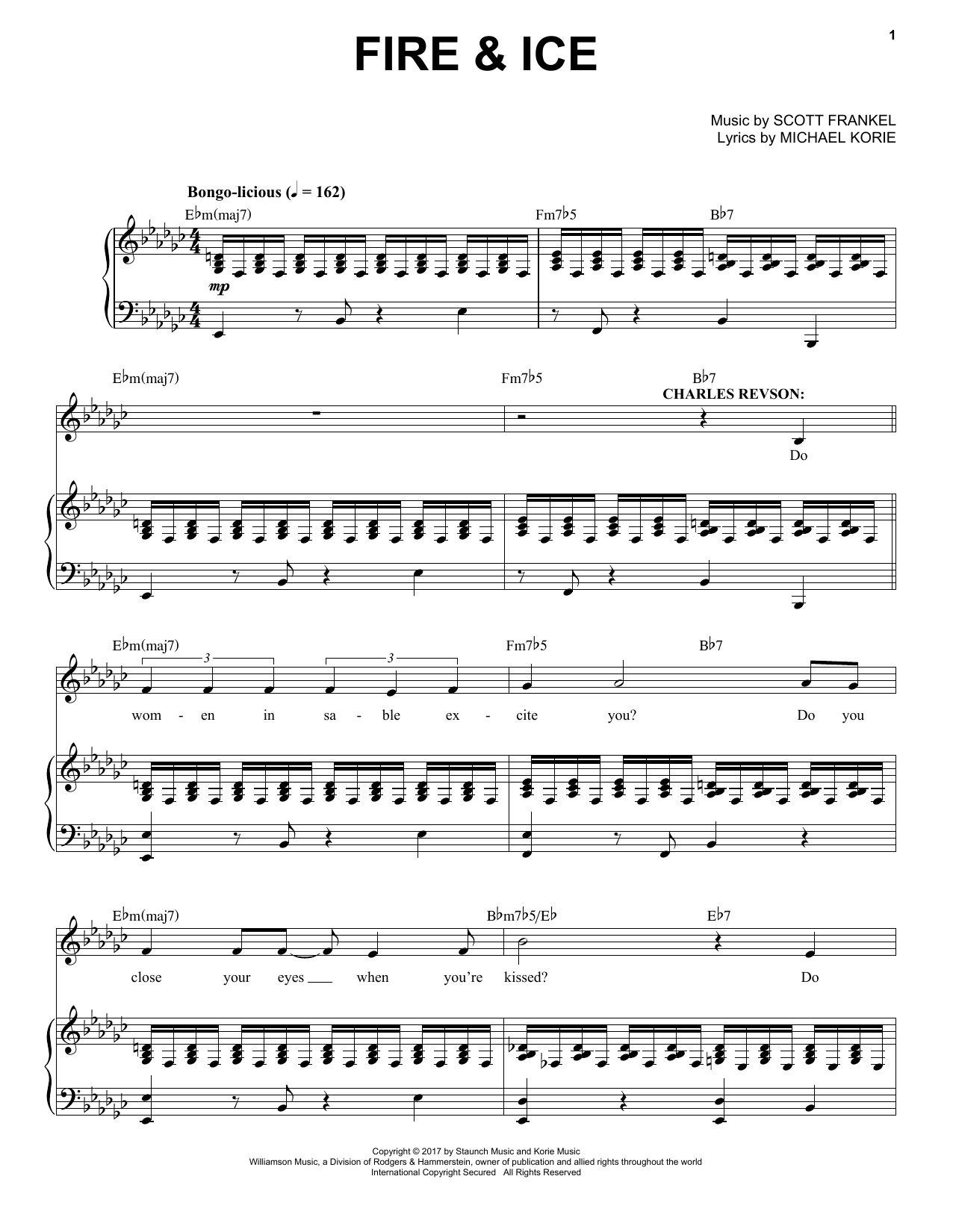 Download Scott Frankel & Michael Korie Fire & Ice Sheet Music and learn how to play Piano & Vocal PDF digital score in minutes