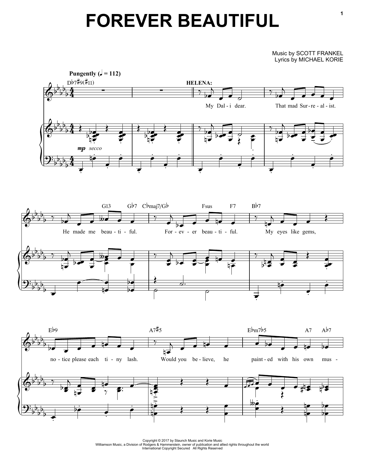 Download Scott Frankel & Michael Korie Forever Beautiful Sheet Music and learn how to play Piano & Vocal PDF digital score in minutes