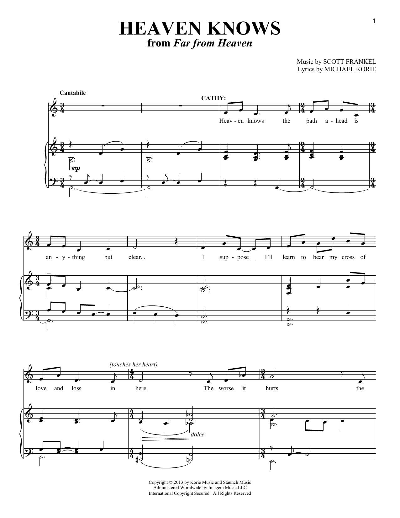 Download Scott Frankel Heaven Knows Sheet Music and learn how to play Piano & Vocal PDF digital score in minutes