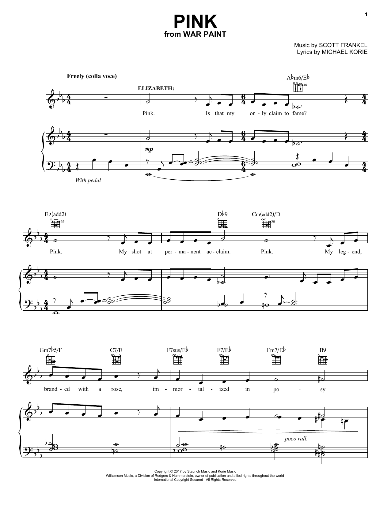 Download Scott Frankel Pink Sheet Music and learn how to play Piano, Vocal & Guitar (Right-Hand Melody) PDF digital score in minutes