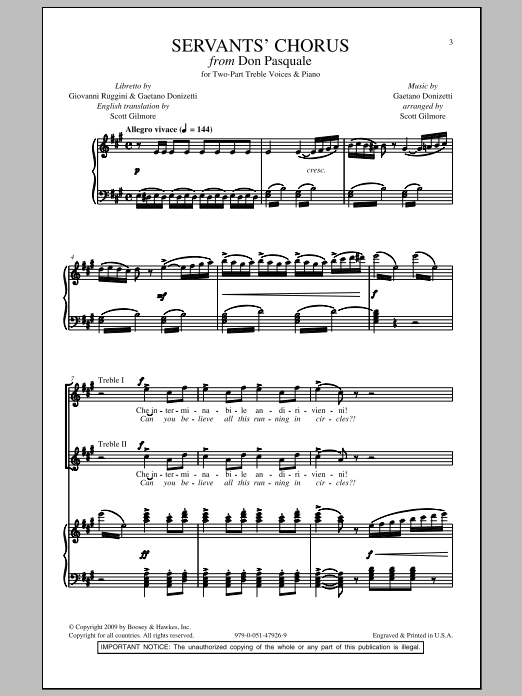 Download Scott Gilmore Servants' Chorus Sheet Music and learn how to play 2-Part Choir PDF digital score in minutes